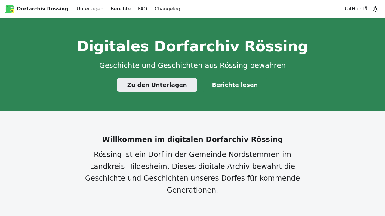 Screenshot von Digitales Dorfarchiv Rössing